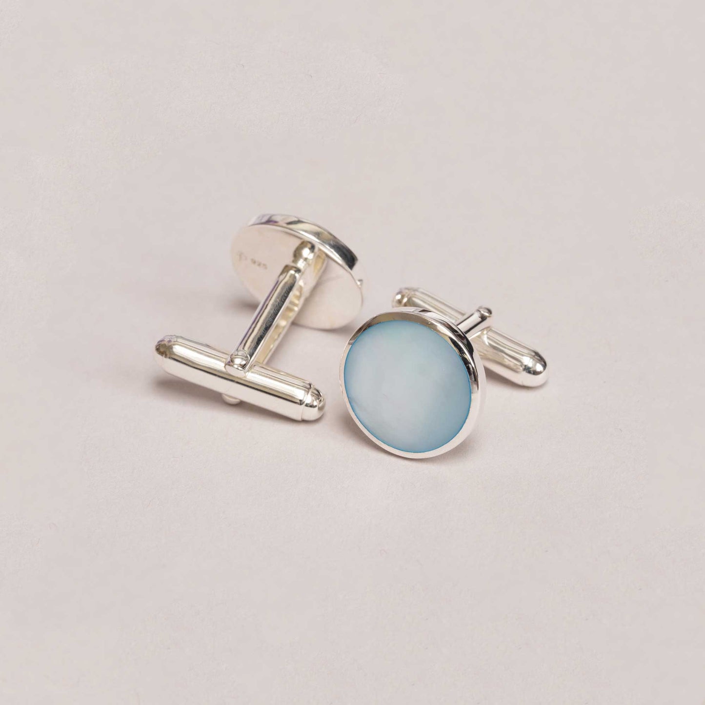 Sterling Silver Mother of Pearl Oval Cufflinks