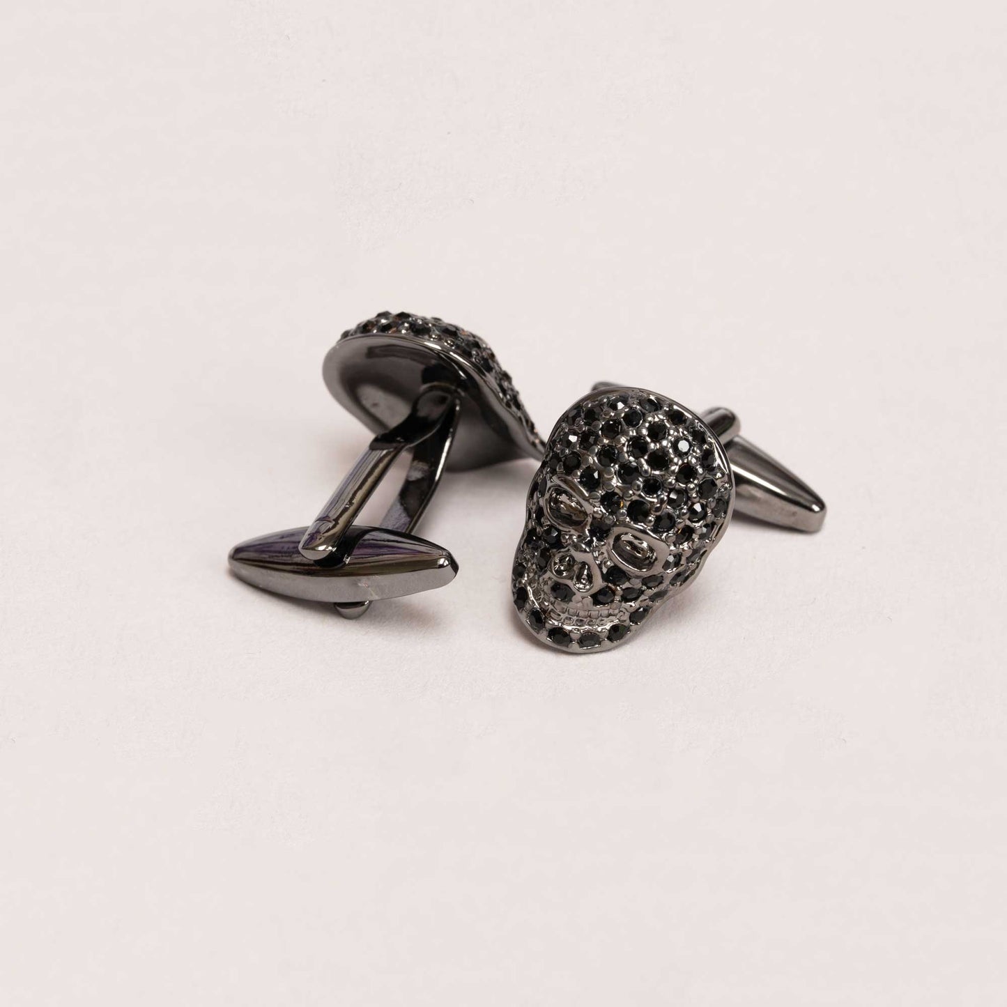 Mad & Bad Black Crystal Skull Cufflinks