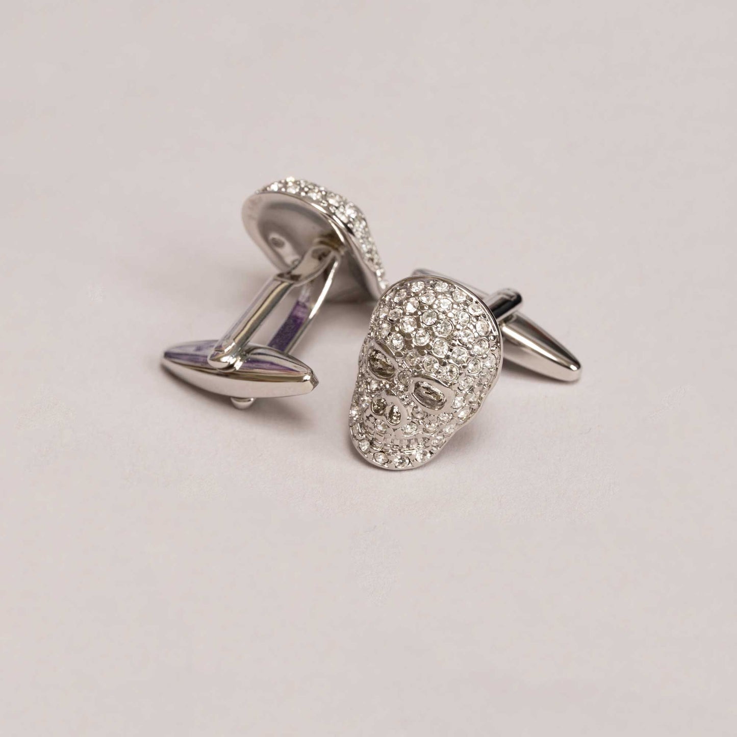 Mad & Bad Clear Crystal Skull Cufflinks