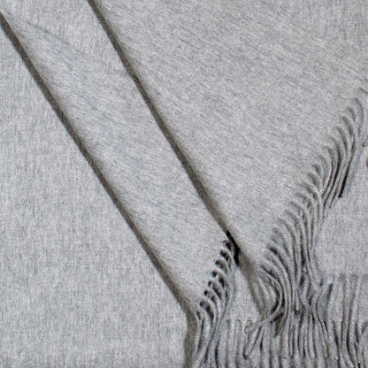 Light grey cashmere scarf with fringe
