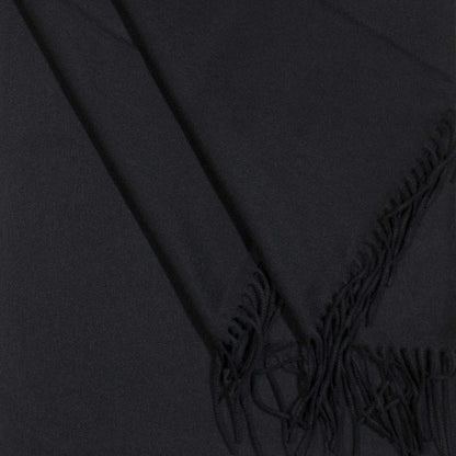 Black cashmere scarf with fringe.