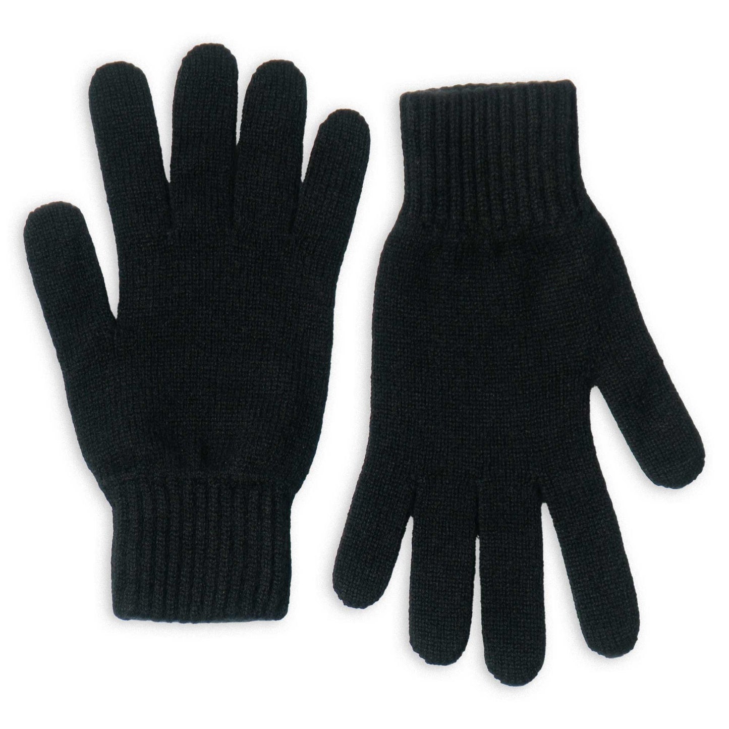 Pair of black gloves on a white background