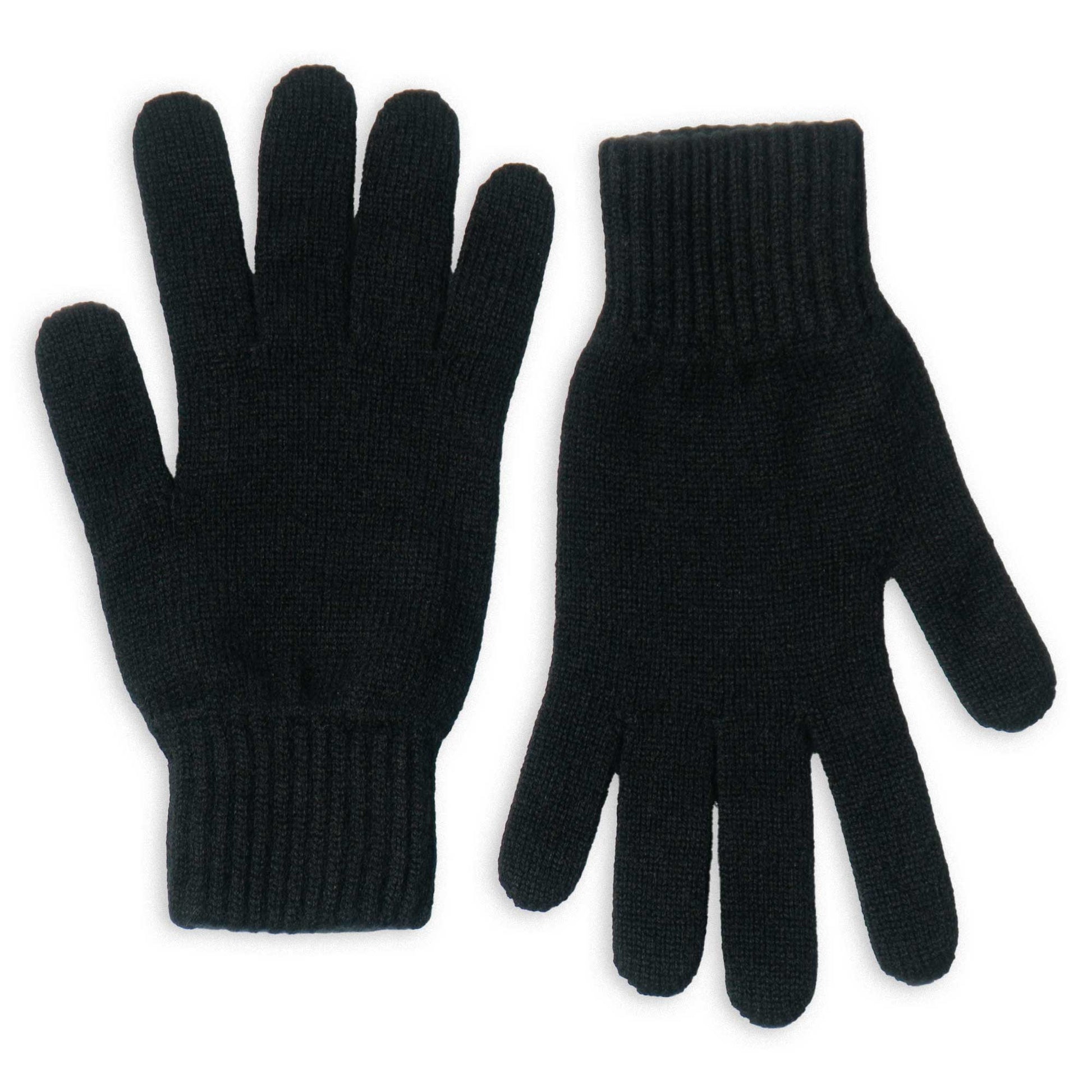 Pair of black gloves on a white background