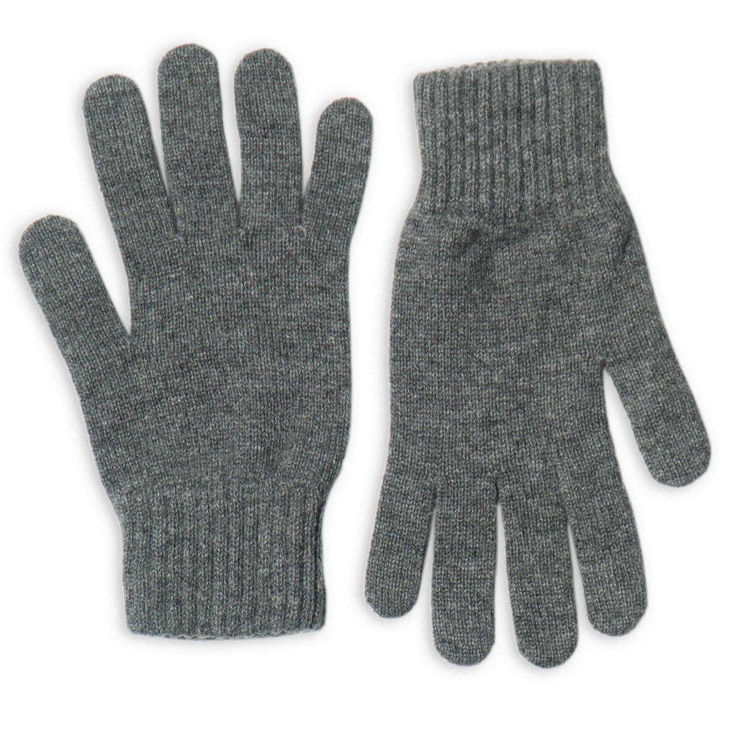 Pair of gray gloves on a white background