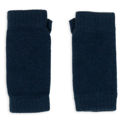 Pair of dark blue wrist warmers s on a white background