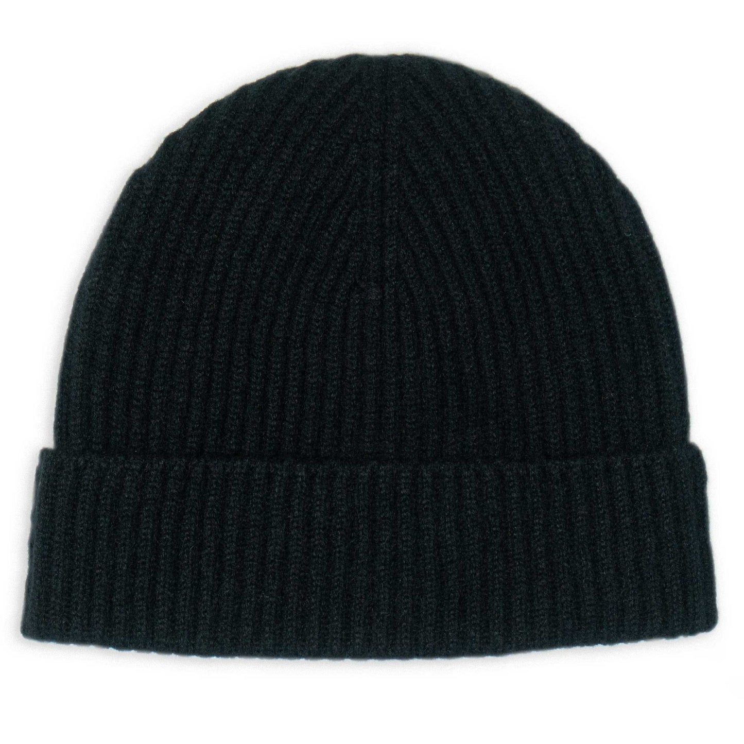 Black cashmere beanie on a white background