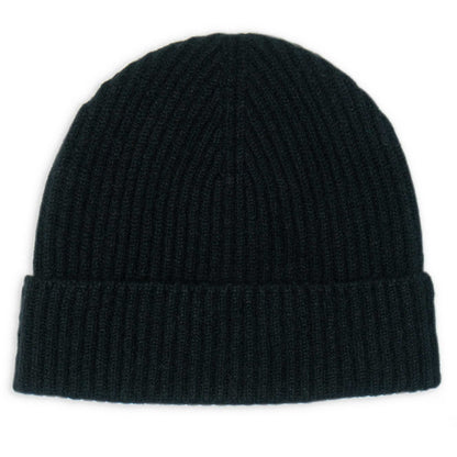 Black cashmere beanie on a white background
