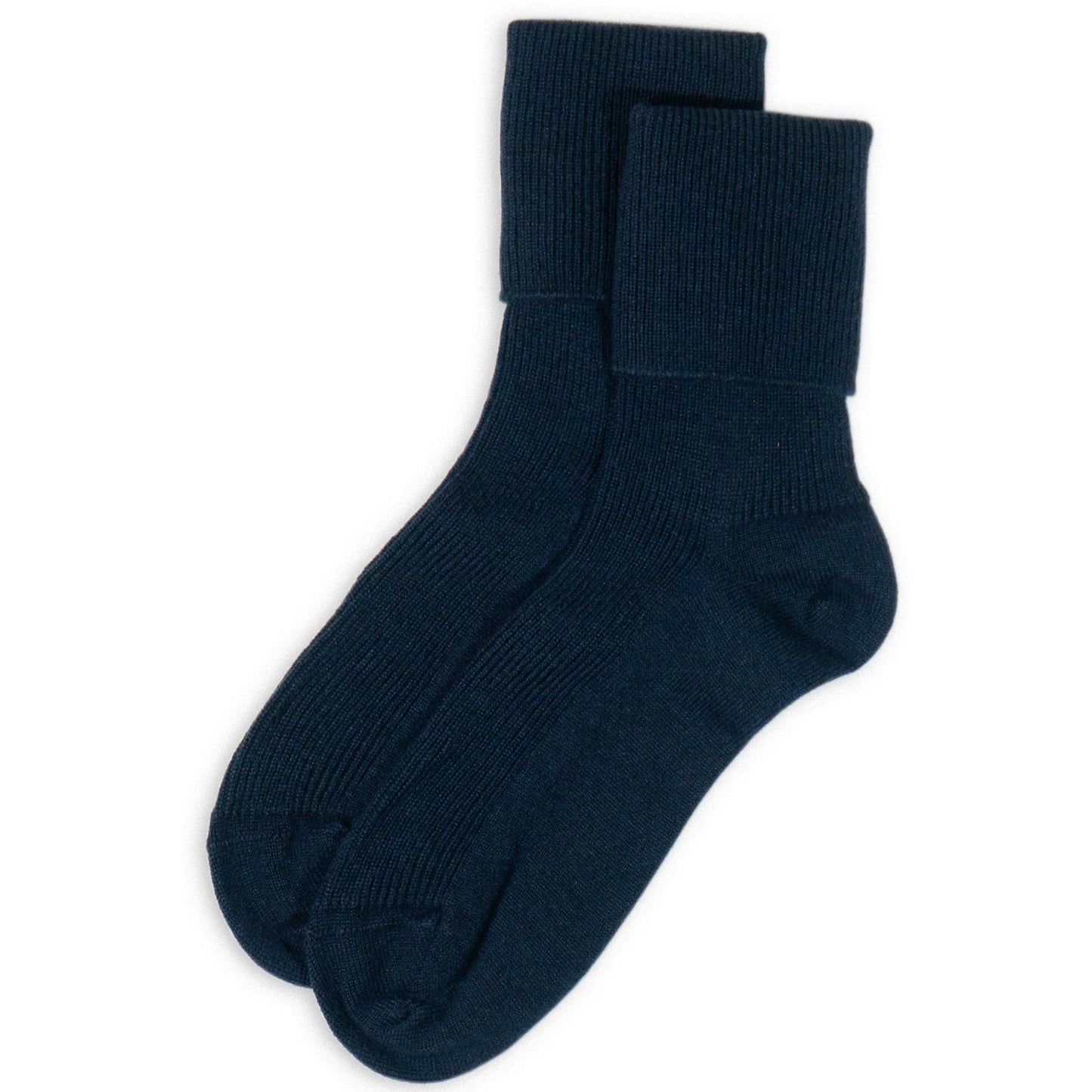 Pair of dark blue ankle socks on a white background