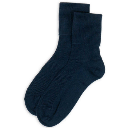 Pair of dark blue ankle socks on a white background