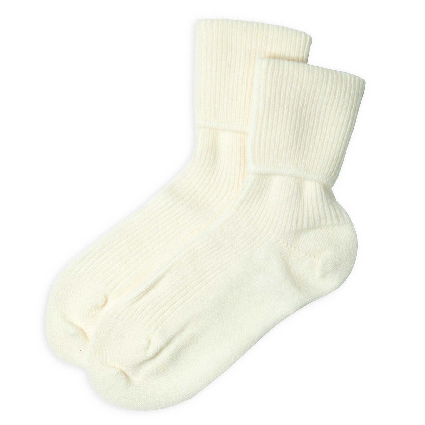 Pair of white cashmere socks  on a white background