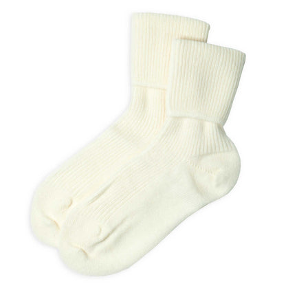 Pair of white cashmere socks  on a white background