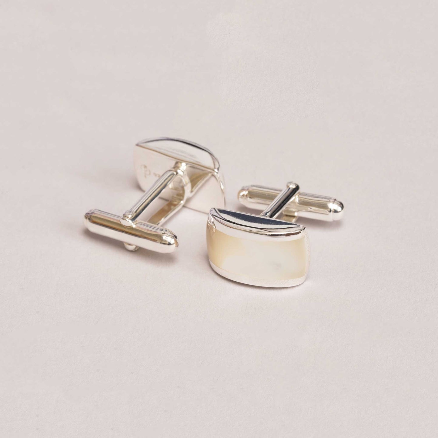 Sterling Silver Mother of Pearl Heart of Stone Cufflinks