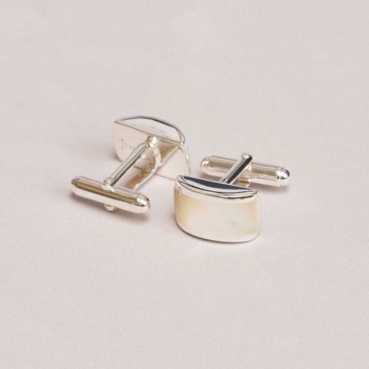 Sterling Silver Mother of Pearl Heart of Stone Cufflinks