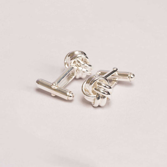 Sterling Silver Classic Ribbon Weave Knot Cufflinks