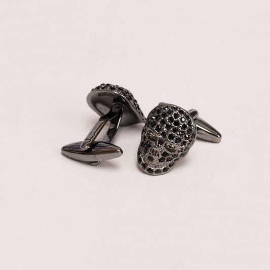 Mad & Bad Black Crystal Skull Cufflinks