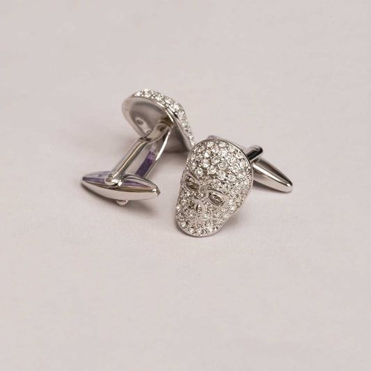 Mad & Bad Clear Crystal Skull Cufflinks