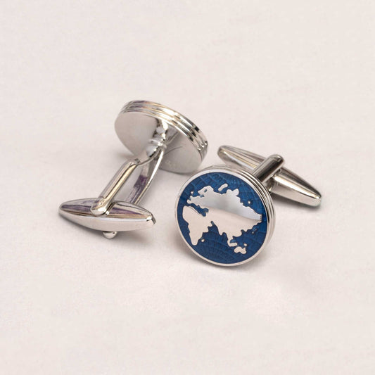 Map of the World Round Cufflinks